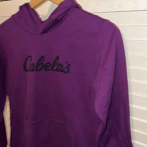 Cabelas Sweater Hoodie Teens Extra Large Purple Pockets Pull on Hooded Outdoor - Picture 3 of 4